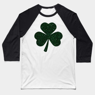 Patricks Day, Dark Green Faux Glitter 3 Leaf Clover Baseball T-Shirt